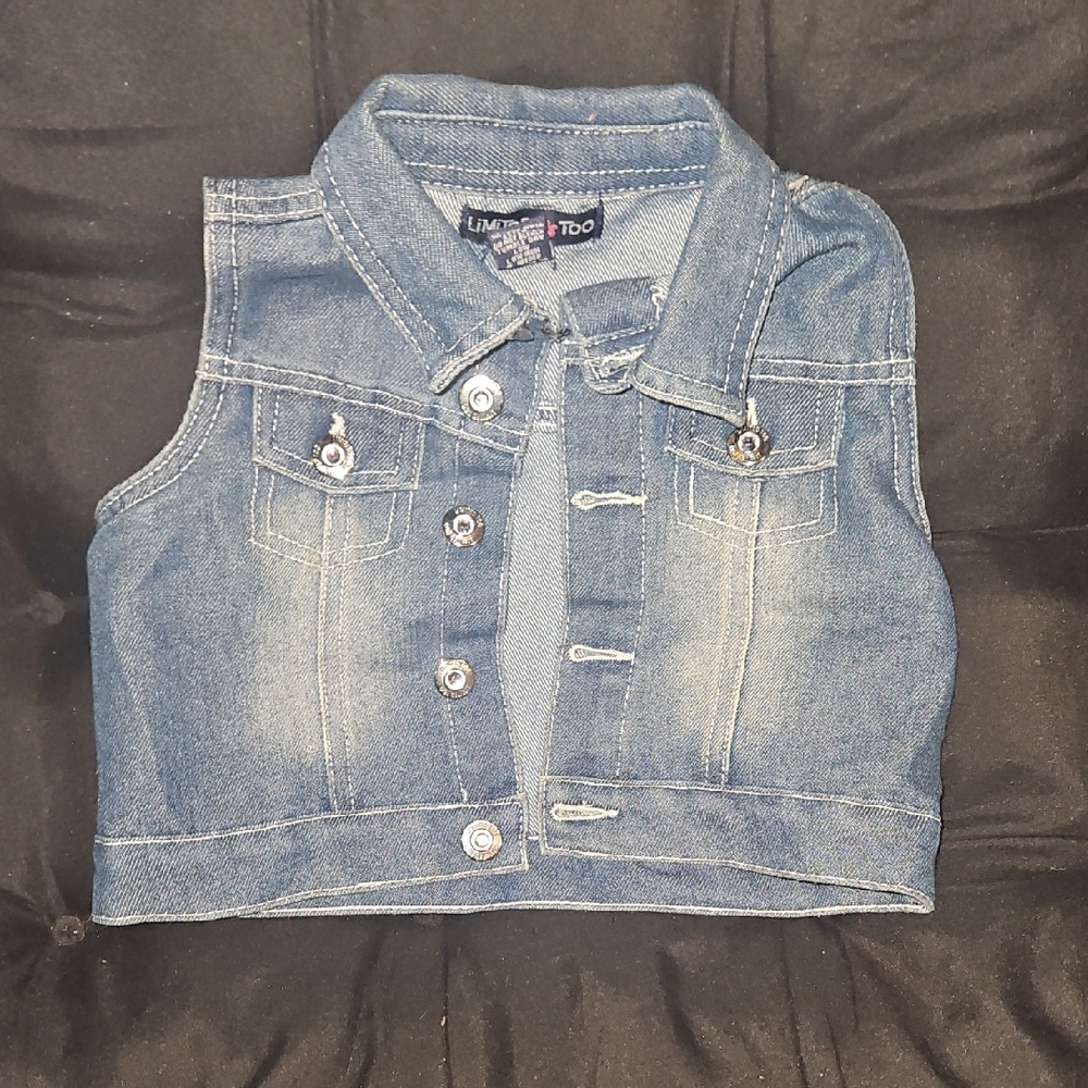 Limited Too Kids Blue Denim Button-Up Vest (2T)